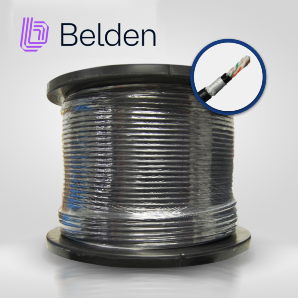 CABLE UTP CAT6A BELDEN OSP6AU 0101000 FORRO POLIETILENO PLANTA EXTERNA OSP NEGRO 4 PARES CON GEL 500 MHZ CALIBRE 23 AWG 100% COBRE USO EXTERIOR ESPECIALPARA INSTALACIONES ETHERNET HASTA 10GBASE-T,WI-FI 6 ,WI-FI 5,POE++,HDBASET, BOBINA 1000 PIES 305 METROS