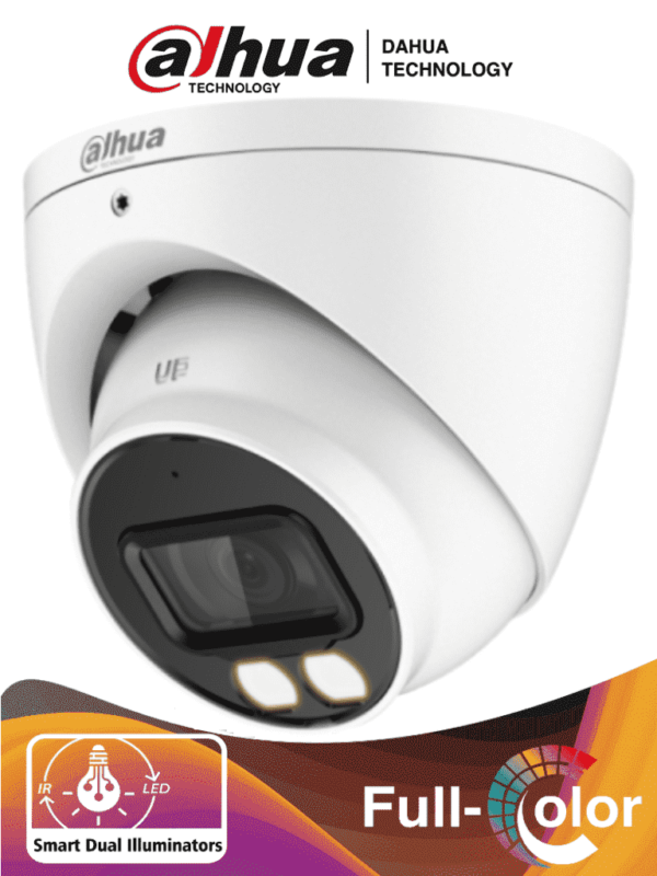 DAHUA HAC-HDW1200T-IL-A - Camara Domo de 2 Megapixeles/ Iluminador Dual Inteligente + Full Color/ Lente de 2.8 mm/ 102 Grados de Apertura/ Microfono Integrado/ 40 Metros de Iluminacion IR y Visible/ dWDR/ IP67/ Super Adapt/