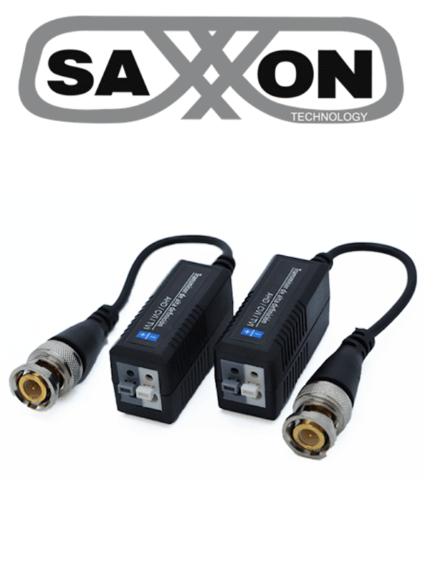 SAXXON SXCF200 - Par de Transceptores Pasivos 1080P / Botones Push / 1080P hasta 250 Metros / 720P hasta 300 Metros / Soporta HDCVI / AHD / TVI / CBVS / Fácil Conexión