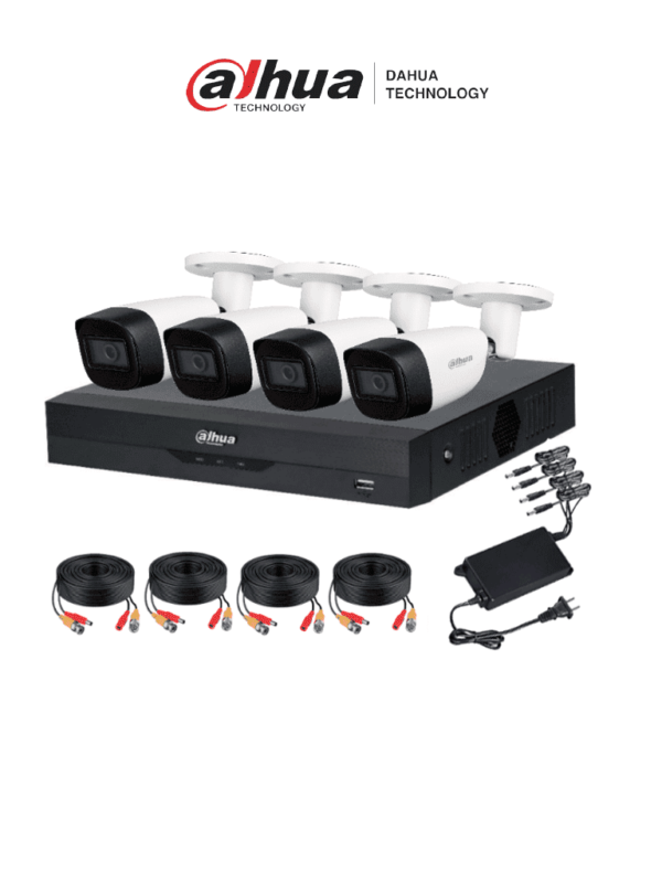 Kit de vigilancia de 4 canales 5 MP con audio y DVR WizSense con reconocimiento facial y H.265+. Soporta 4 canales + 4 IP o hasta 8 IP. Incluye 4 canales SMD Plus para búsqueda de humanos y vehículos #HDCVI9.0 #5MP