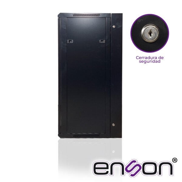 GABINETE DE PISO/PARED ENSON ENS-RKGU22PRO 22U PUERTA FRONTAL DE CRISTAL TEMPLADO CON CERRADURA DE SEGURIDAD PUERTA TRASERA ABATIBLE RANURAS DE VENTILACION EN LA PARTE SUPERIOR PARA 2 VENTILADORES DE 11 CM - Image 2