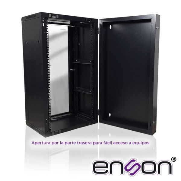 GABINETE DE PISO/PARED ENSON ENS-RKGU22PRO 22U PUERTA FRONTAL DE CRISTAL TEMPLADO CON CERRADURA DE SEGURIDAD PUERTA TRASERA ABATIBLE RANURAS DE VENTILACION EN LA PARTE SUPERIOR PARA 2 VENTILADORES DE 11 CM - Image 4