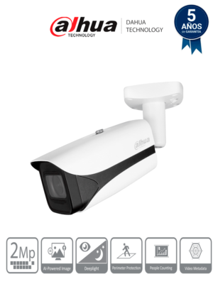 Camara IP Bullet 2 MP/ WizMind S/ IA Face Detection/ IR 60 mts/ Motorizado 2.7 mm–13.5 mm/ Aprendizaje Profundo/ E&S Alarma y Audio/ SMD3.0/ IP67/ IK10 #IMD #MCI2 #IPMC #DIP